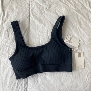 Good American Black Ribbed Bralette